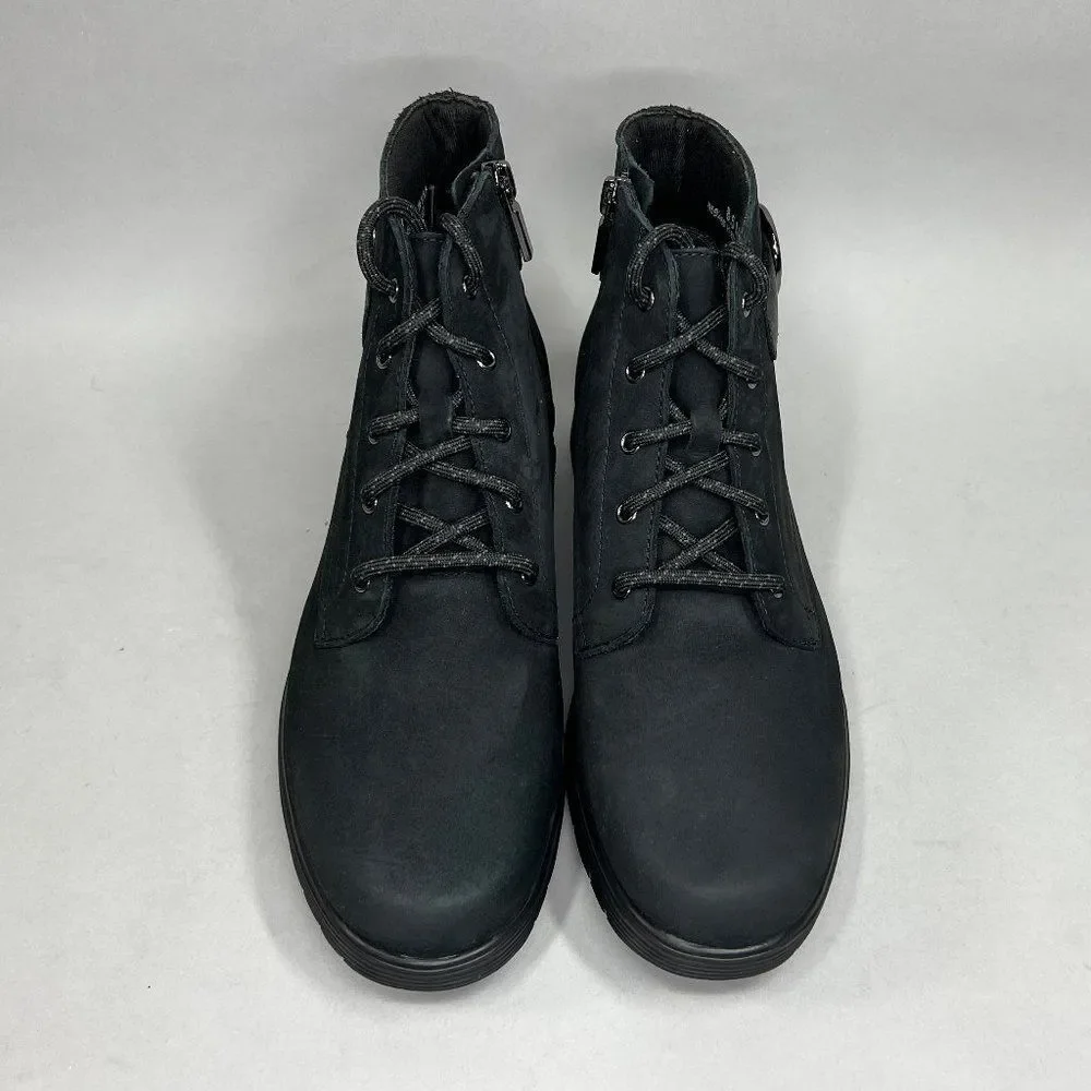 Munro Buckley Boots Women's Size 8.5 Black Nubuck Leather Lace Up Buckle Combat - Picture 3 of 12
